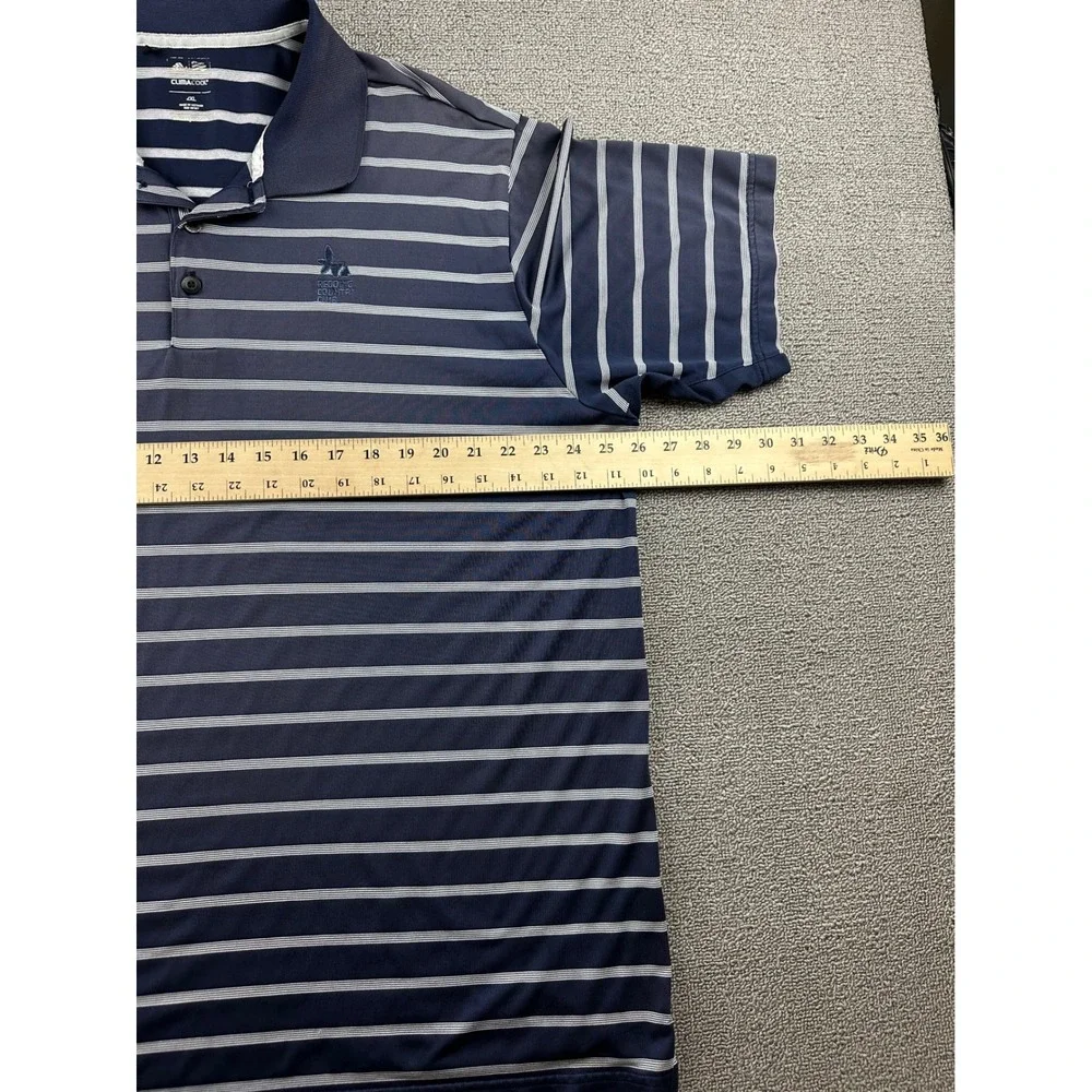 Adidas Polo Golf Shirt Men 2XL Blue ClimaCool Striped Short Sleeve Sporty P77944